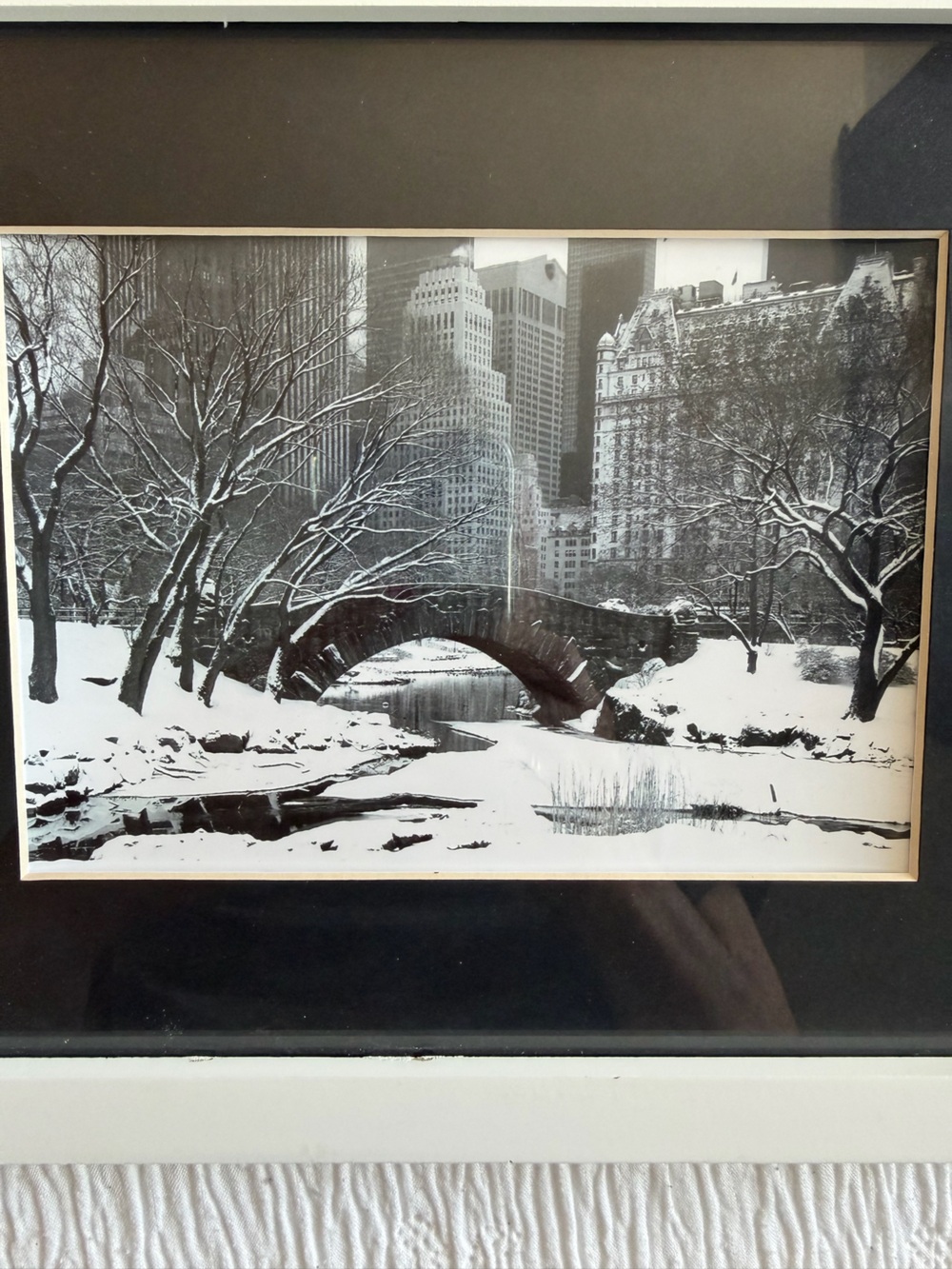 Framed Photo Central Park NY bridge winter snow black white - Picture 4 of 6